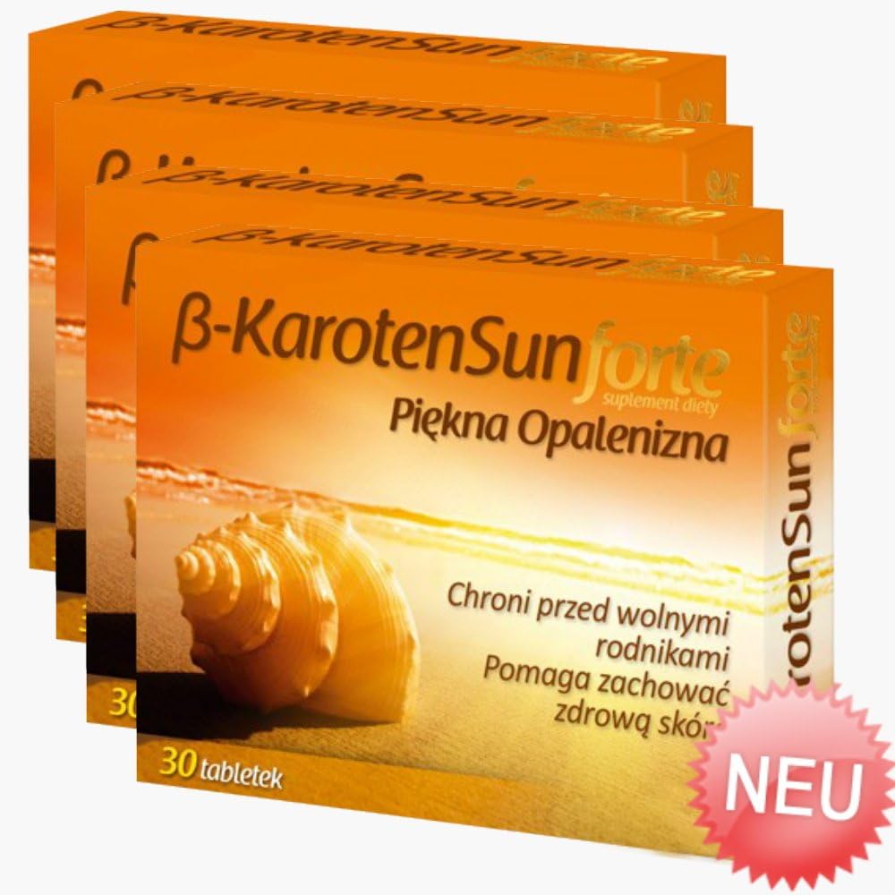 4x Beta Karotone Sun Forte 120 Tablets Vegan – Beta Carotene for Beautiful Tan Skin, Anti-aging – pharmacies Ware – Pharmaceutical Quality