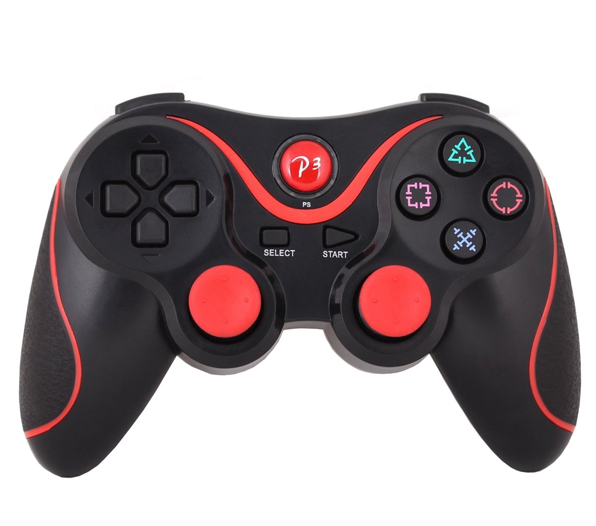 ANSITO Game Controller, Wireless Bluetooth Playstation 3 video games controller gamepad for PS3 (Black Red)