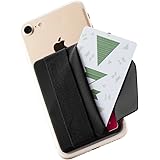 Phone Grip Card Holder with Flap, Credit Card Stick-On Wallet Functioning as Phone Holder, Safety Finger Strap for iPhone and Android. Sinji Pouch B-Flap, Black.
