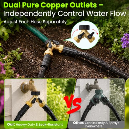Bluepro Flat Soaker Hose, 100 ft Drip Irrigation Hose with Brass Splitter photo 11