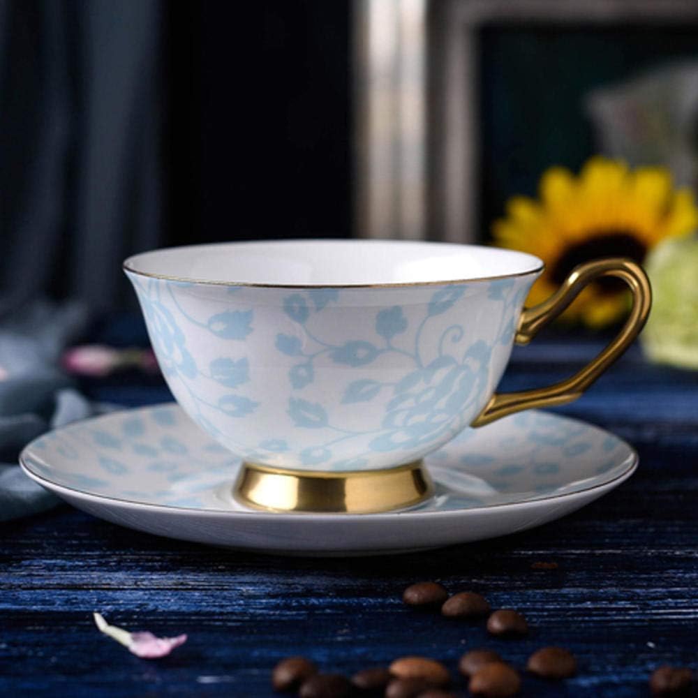 MumuXiDy 200Ml Porcelain Teacups Fine Bone China Tea Cup And Saucer Set British Style Ceramic Coffee Cups 2 Colors
