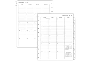 newestor 2025-2026 Monthly Planner Refill for 11-Discbound Notebooks, Oct 2025 to Dec 2026, Two Pages Per Month, Letter Size, 8-1/2" x 11"