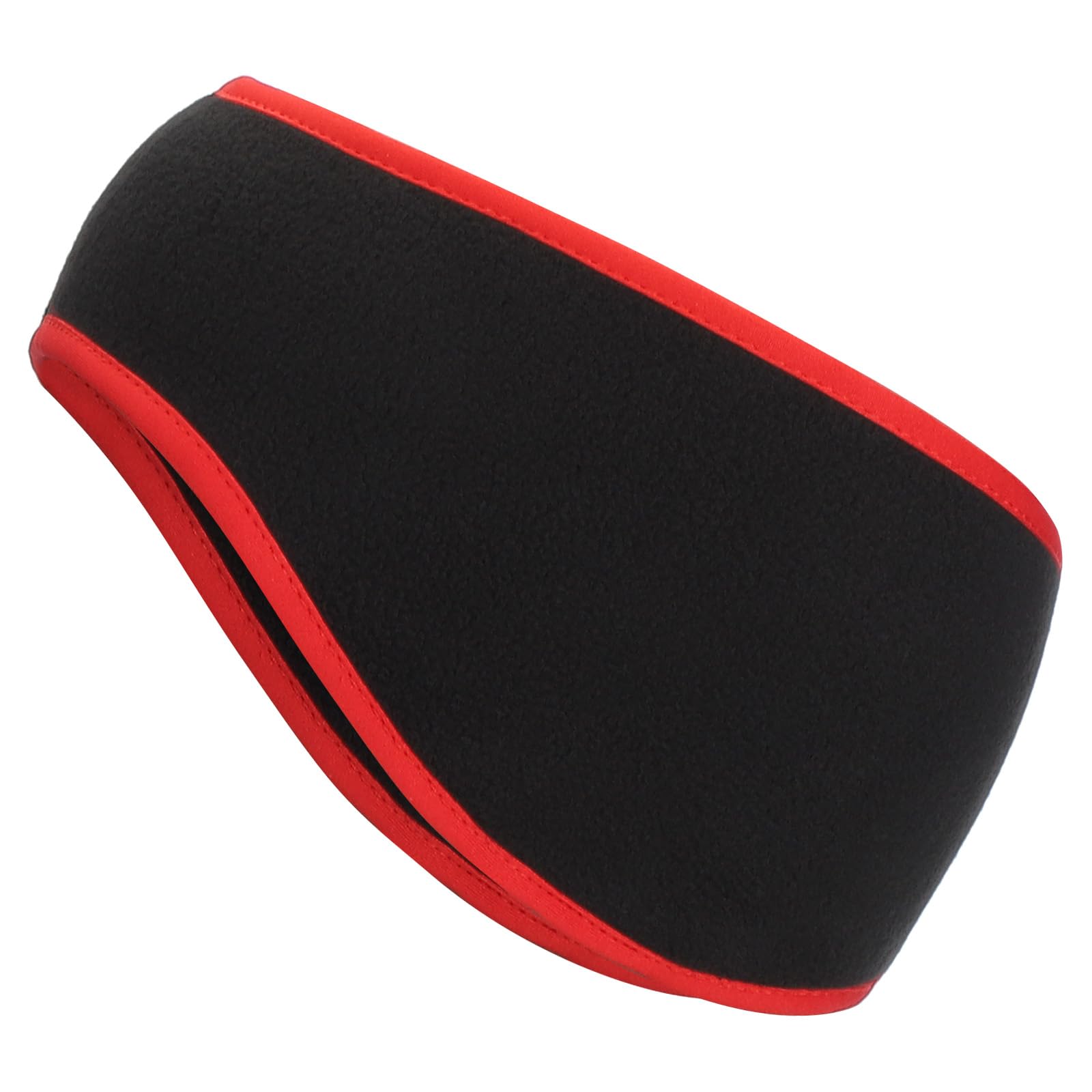 PATIKIL Ear Warmer Headband, Polar Fleece Ear Warmer Winter Stretchy Running Sweatband Outdoor Essential for Running Jogging Walking Skiing, Black with Red