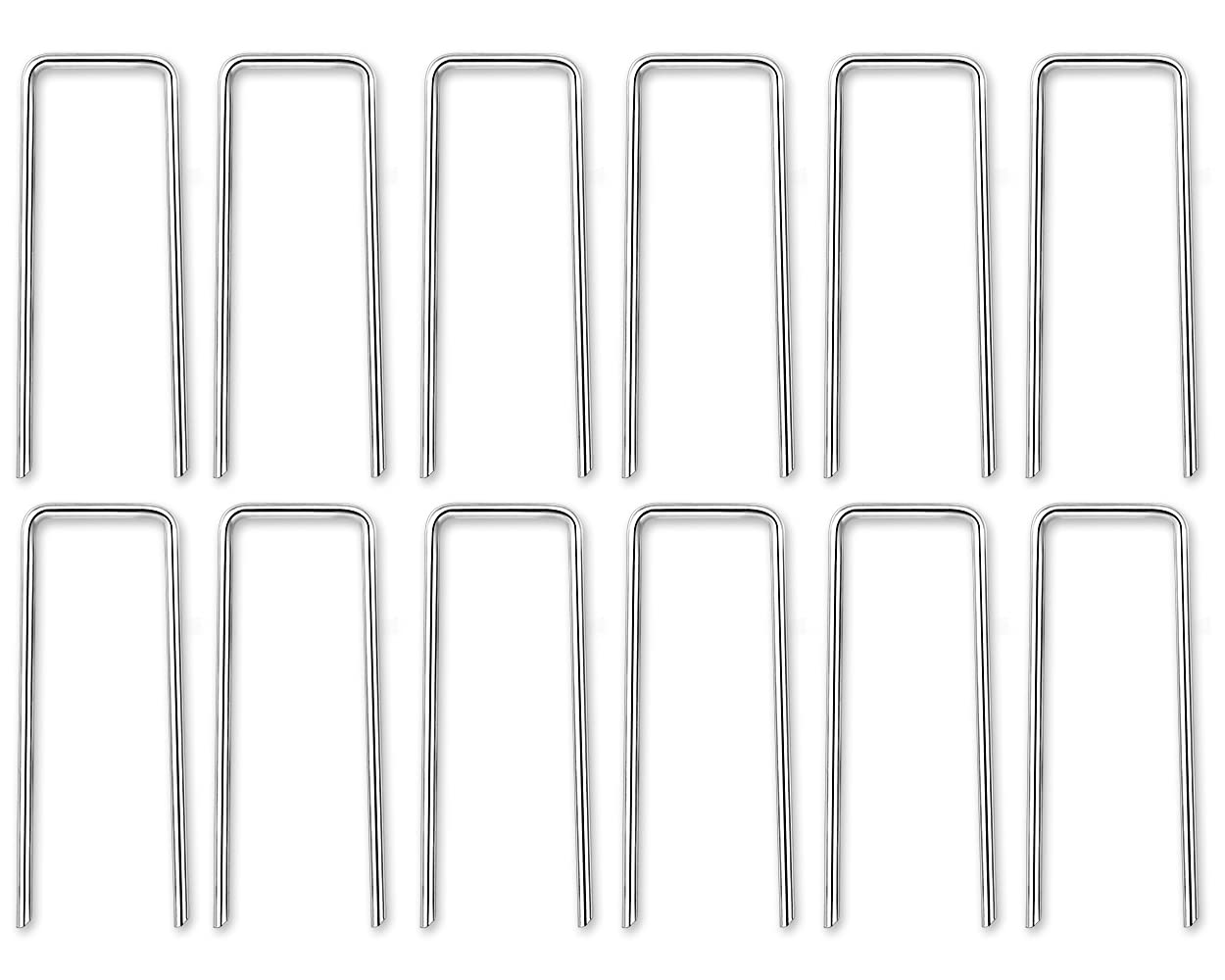 SCSpecial Wind Stakes Set of 12 Galvanized Staples 4 Inch Tent Anchors for Yard, Lawn