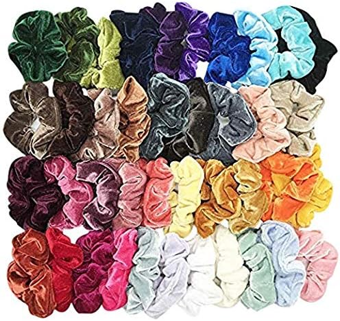 Koolsants 40 Pcs Hair Scrunchies Velvet Elastic Hair Bands Scrunchy Hair Ties Ropes Scrunchie for Women or Girls Hair Accessories - 40 Assorted Colors