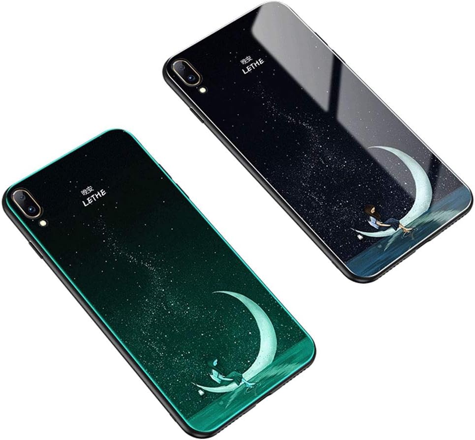 Yoota Vivo V11 Case, Luminous Tempered Glass Back Case [Cover Can Glow in The Dark] shockproof Anti-Scratch Resistant Protective Shell for Vivo V11/V11 Pro/Vivo X21s - Moon