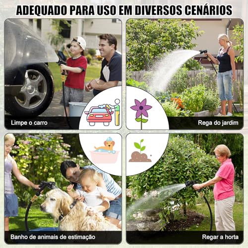 30 m Mangueira de Jardim Retrátil com Pulverizador de 8 Bicos Funcionais, mangueiras de água leves à prova, Mangueira Lava Rápido Carro Expansível Flexível, Mangueira Magica