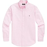 POLO RALPH LAUREN Men's Long Sleeve Oxford Button Down Shirt (XL, CheckeredPink)