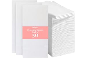 Prestee 50-Pack Paper Towels - 7.8 x 4.25 Inch Soft Linen Feel Paper Napkins - Durable and Absorbent Hand Towels for Bathroom - Disposable Table Napkins for Weddings, Dinners, Christmas, Thanksgiving