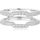 Blongme Cubic Zirconia Curved Wedding Band for Women Guard Ring Enhancers Engagement Ring 925 Sterling Silver/Rose Gold Plated/Yellow Gold Plated Size 5-10