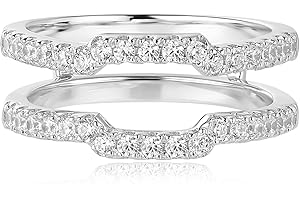 Blongme Cubic Zirconia Curved Wedding Band for Women Guard Ring Enhancers Engagement Ring 925 Sterling Silver/Rose Gold/Yello