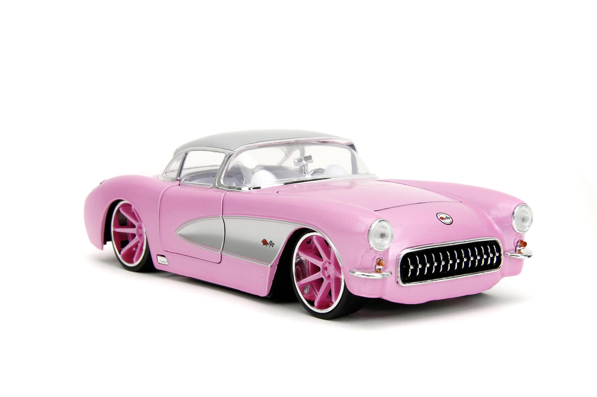 JADA Pink Slips 1:24 1957 Chevy Corvette Die-Cast Car w/Base, Toys for Kids and Adults