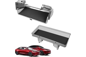 KUNIST Under Screen Storage Organizer for 2026 New Model Y Juniper,[Retractable & Tool-Free] Under Screen Storage Box with Behind Screen Tissue Holder Compatible with Tesla 2025-2026 Model Y Juniper