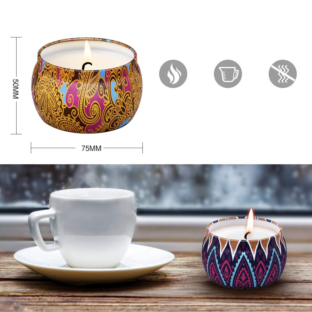 ARINO Lot de 4 Bougie Parfumées Romantique - Lavande, Rose,Citron,Figue Méditerranéenne, Bougie Cire pour Détente et Aromathérapie