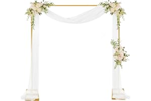 FIKOWO 8 FT x 8 FT Square Backdrop Stand Square Arch Wedding Arches Adjustable Pipe for Ceremony Wedding Party Birthday Baby Shower Anniversary Arbor Balloon Decoration（Gold）