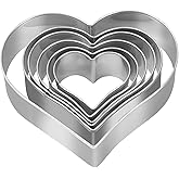 Heart Cookie Cutter Set - 6 Piece - 3 4/5", 3 1/5", 2 4/5", 2 3/5", 2 1/5", 1 4/5" - Heart Shaped Cookie Cutters, Stainless S