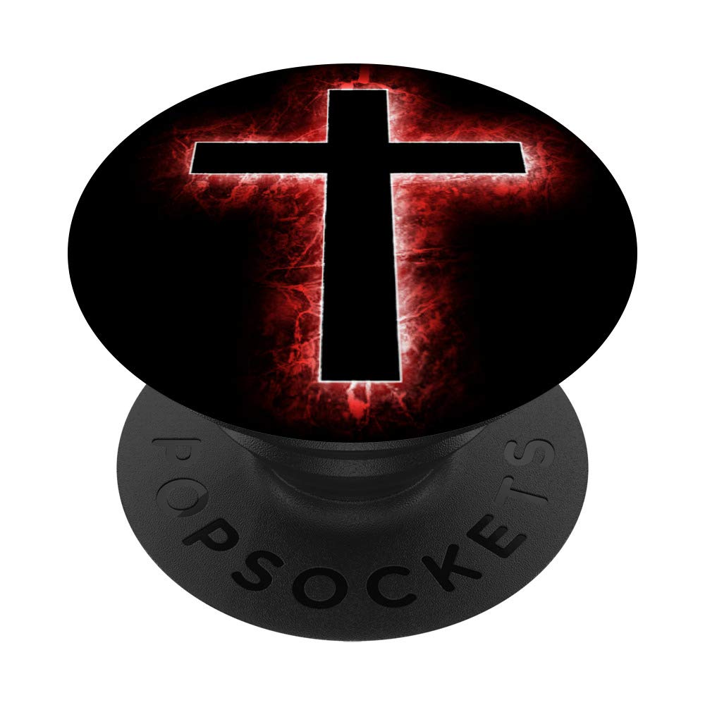 Red Outline Black Christmas Best Easter Gift Christian Cross PopSockets Swappable PopGrip
