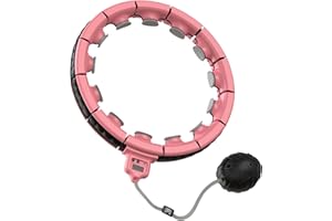 WHZHAOCAI Pilates Circles Weighted Smart Fit Hoop for Adults Weight Loss, 16 Detachable Knots Intelligent Waist Massage Abdomen Fitness Hoops Suitable Men Women, Smart Exercise Hoop with Spinning Ball（Orange）