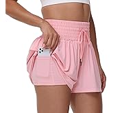 NVbeaut Flowy Womens Athletic Shorts Gym Workout Running Short Pants High Waisted Skort with Pockets Casual Summer Clothes