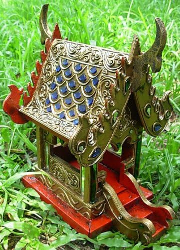 Thai Jeweled Carving Buddhism Spirit House Temple 8x6x6 Made From Thailand