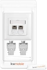 kwmobile CAT6A Shielded Keystone Jack RJ45 Ethernet Module Kit 2 Port Wall Plate view 7
