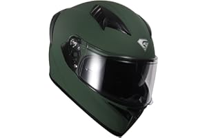 KYPARA Full Face Motorcycle Helmet with Internal Tinted Visor & DOT Approved for Moped ATV Cruiser Scooter (Alpine Matt Green, Medium)
