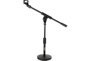 Clef Audio Labs Boom Mic Stand Desk Adjustable Desktop Microphone Stand, Weighted Base with Twist Clutch, Boom Arm, Universal Mic Clip and 3/8" and 5/8" Adapter Included