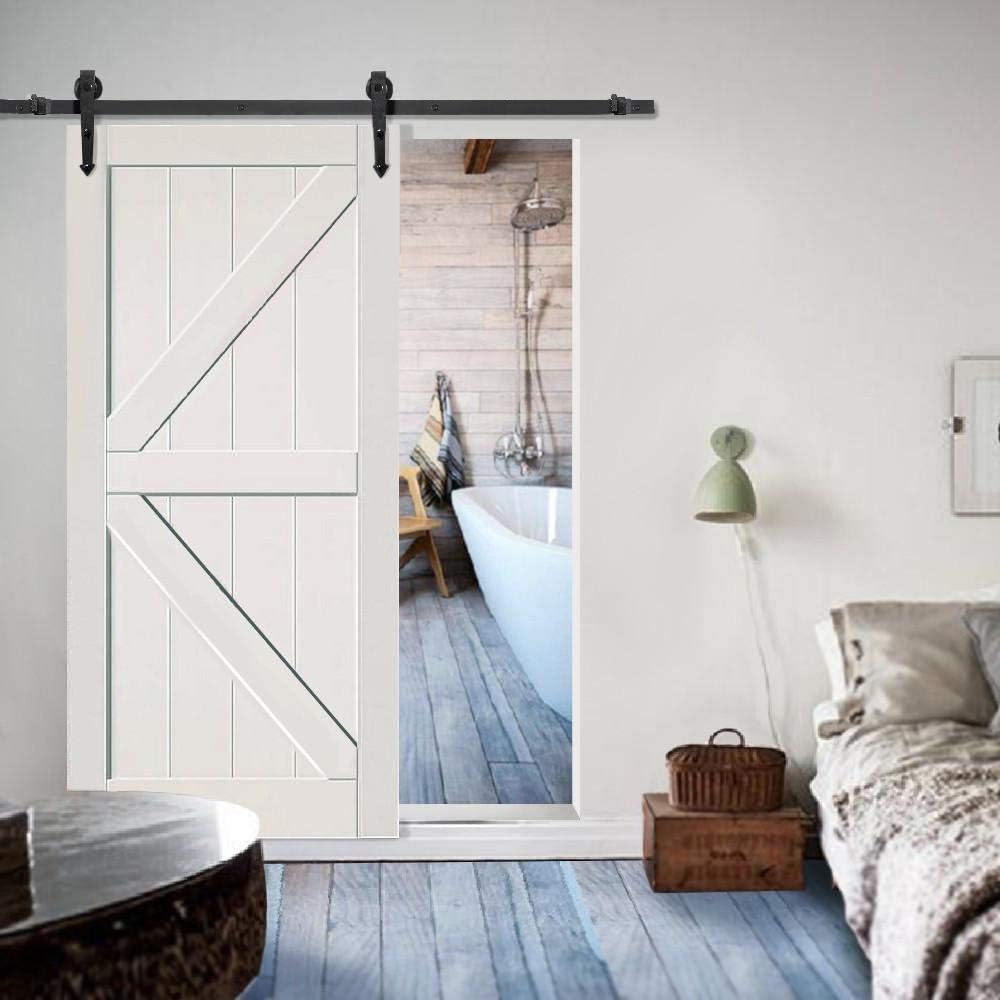 Amazon.com: Topeakmart 6ft Sliding Barn Door Hardware Track Kit Garage - How To Put Sliding Closet Door Back On Track