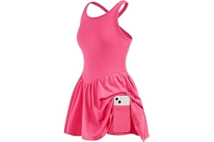 BEAUDRM Girl's Tennis Golf Sport Dress with Built in Shorts Criss Cross Racerback Workout Athletic Dresses