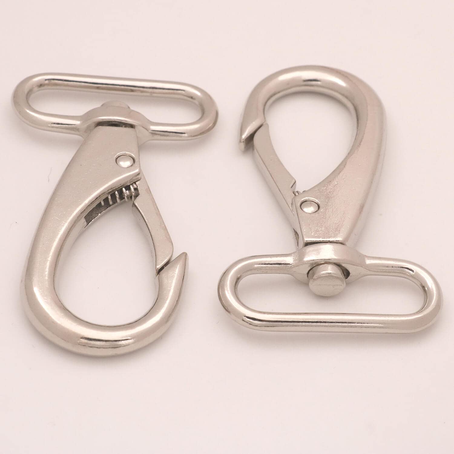 BIKICOCO 1-1/2'' Swivel Bolt Snap Hook Lobster Claw Clasp Trigger Spring Loaded Clip, Oval-Ring Ended, Silver - Pack of 6