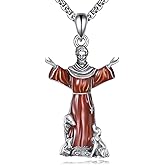 Hancock Patron Saint Necklace Sterling Silver Amulet Medal Pendant Religious Protector Jewelry Gifts for Women Men