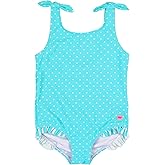 RuffleButts Girls UPF50+ Sun Protection Tie Shoulder/Cross Back One Piece Swimsuit