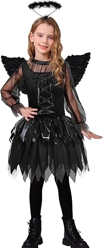 SIZGAROOT Fallen Angel Costume Girls Halloween Dark Black Angel Costume for  Kids with Halo and Wings (12-14 Years) in Kenya | Whizz 14702634011