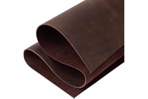 Shkira 6''X12'' Genuine Dark Brown Leather Sheets for Crafts - Tooling Leather Square - 2.0MM Thick Genuine Top Full Grain Oil Tan - Thick Cowhide Pieces Square
