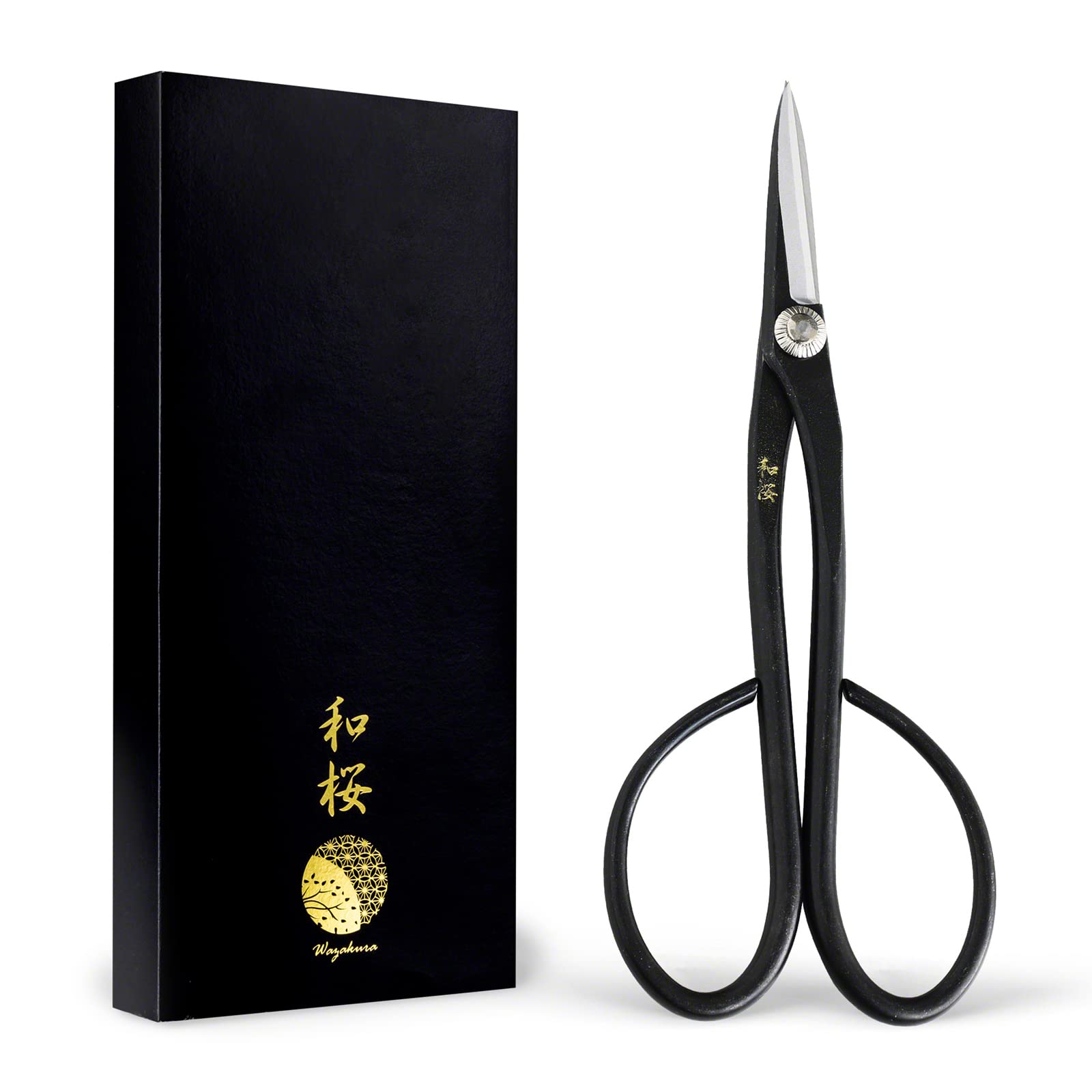 Wazakura Japanese Bonsai Trimming Satsuki Scissors 7 inches (180mm) Made in Japan - Pruning and Trimming Shears, Japanese Gardening Tool - Yasugi Satsuki Black