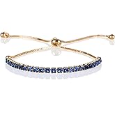 ZAVANA Adjustable Bracelets for Women, Dainty Slider Tennis Bracelets for Women with Clear or Coloured Cubic Zirconia Stones, Cute Bolo Bracelet for Women