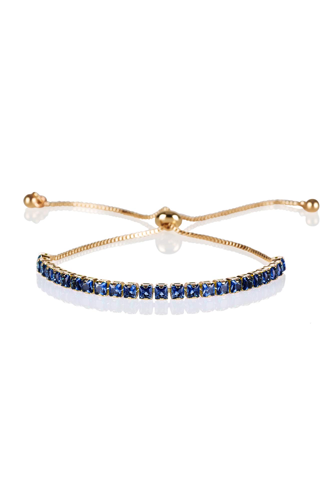 ZAVANA Adjustable Bracelets for Womens. Gold Bracelet for Women with Blue Stones. Delicate Blue Bracelets for Women with Adjustable Bead Fastening. — image 1