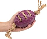 Petface Planet Nobbly Rubber Rugby Ball with Rope Dog Toy Pack 1 view 3