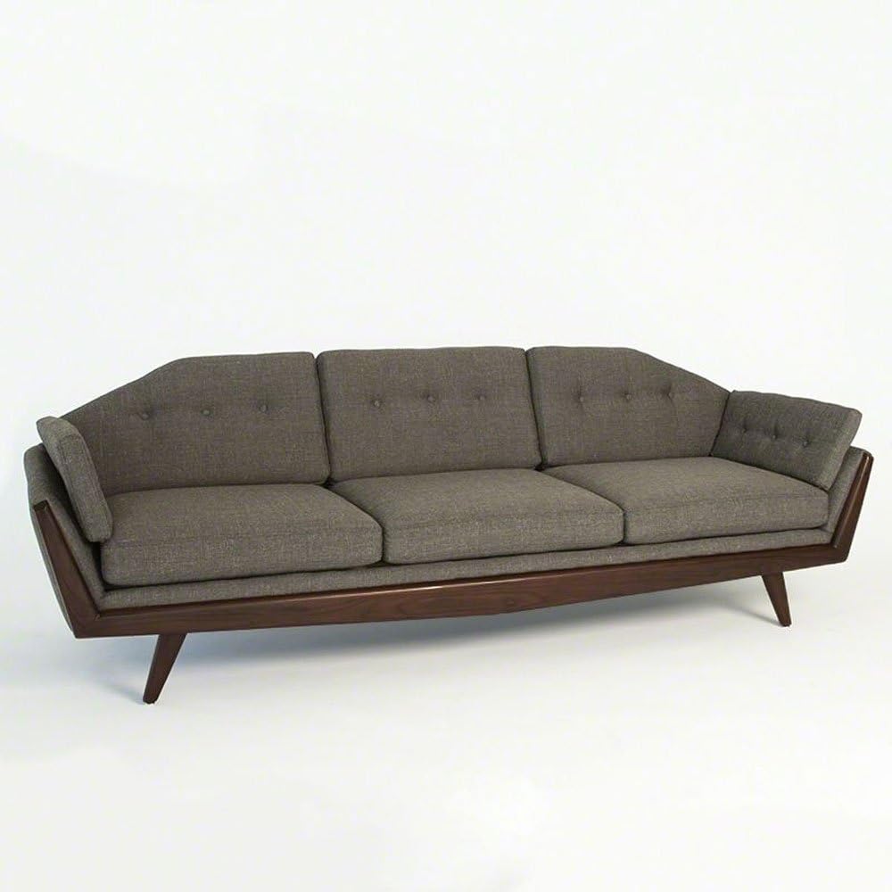 Sofa Alvaro Grey Ode Mid-century Modern Classic Twist Wood Trim L