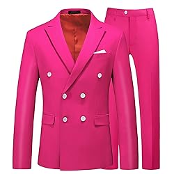 UNINUKOO Mens Suits 2 Piece Double Breasted Tuxedo