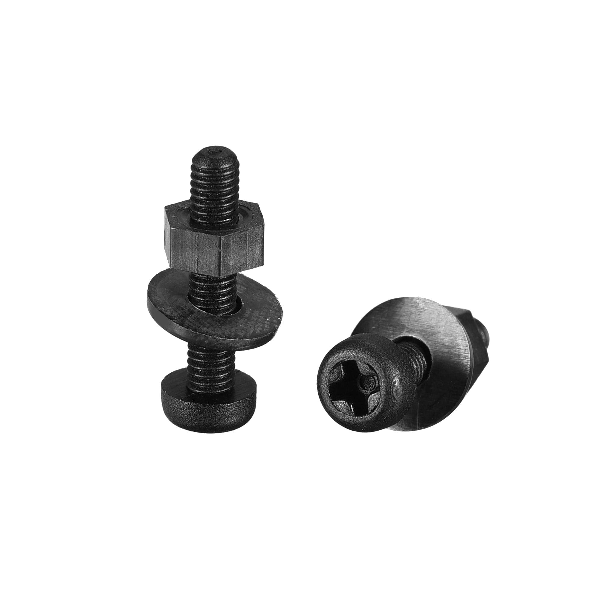 sourcing map Nylon Screw Nut Washer Assortment Kit, M3x15mm Round Head Machine Screw Bolt Nuts Flat Washers Black 50 Set