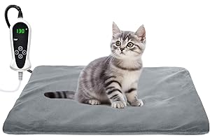 RIOGOO Pet Heating Pad, Upgraded Electric Dog Cat Heating Pad Indoor Waterproof, Auto Power Off (S 17.5"x 14", Grey)