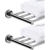 2-Tier Hotel Towel Racks for Bathroom, Wall Mounted Towel Shelf, 30 Inch Bathroom Towel Rack, Polished Chrome