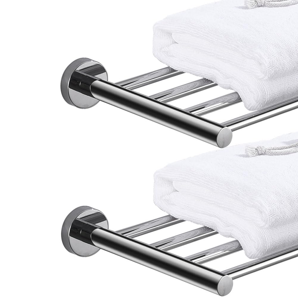 Photo 1 of 2-Tier Hotel Towel Racks for Bathroom, Wall Mounted Towel Shelf, 30 Inch Bathroom Towel Rack, Polished Chrome