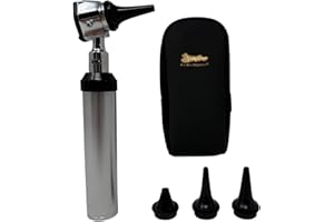 R.A. BÖCK DIAGNOSTICS New RA Bock 3.2V Bright White LED Otoscope Set Includes Disposable Specula Adaptor and 3 Sizes of reuseable Specula Plus Zippered Leathette Case