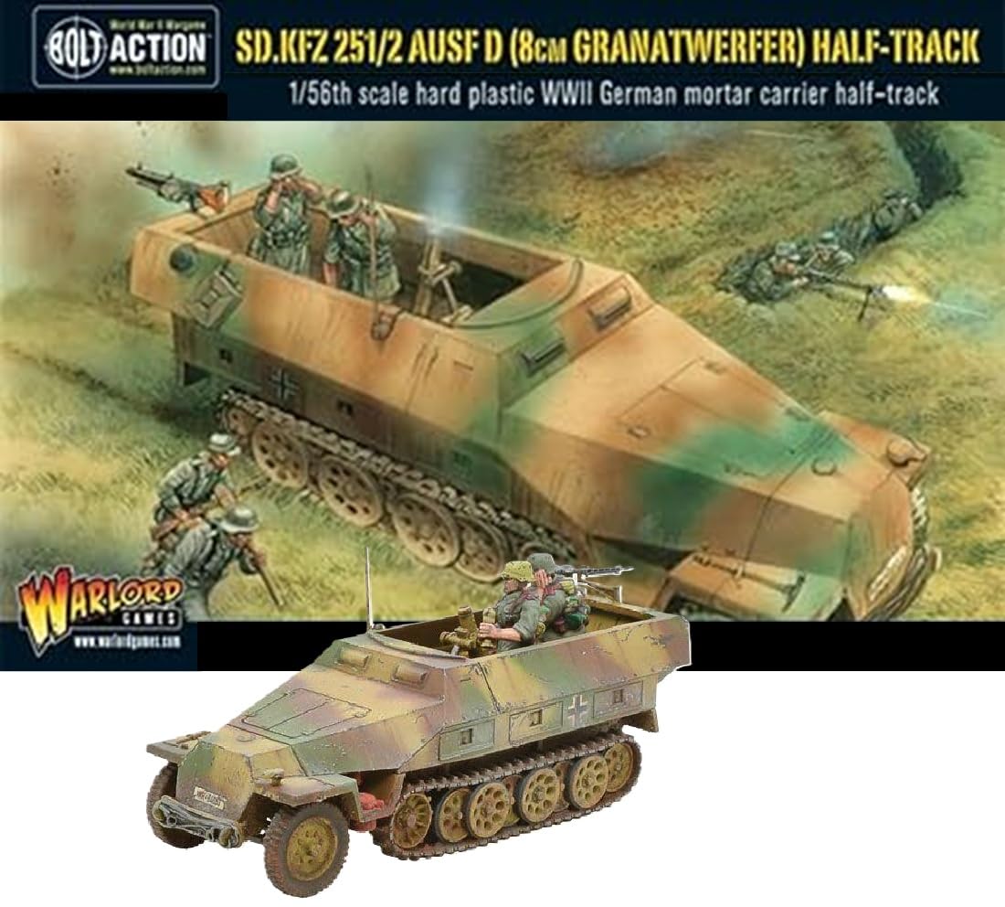 Warlord Games German Army Sd.Kfz 251/2 Ausf D (8cm Granatwerfer) - 1:56 / 28mm Plastic Scale Model Half Track for Bolt Action Highly Detailed World War 2 Miniatures