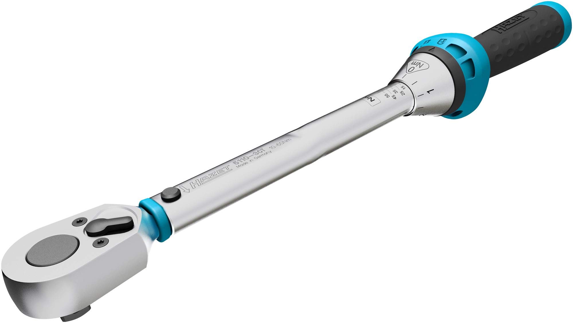 Hazet Torque Wrench 5110-3CT I Output: Square 10 mm (3/8 Inch) Tolerance: 3%, 30 Teeth (12 Degree Actuation Angle) I User-Friendly Reversible Ratchet for Car and Bicycle I 320 mm