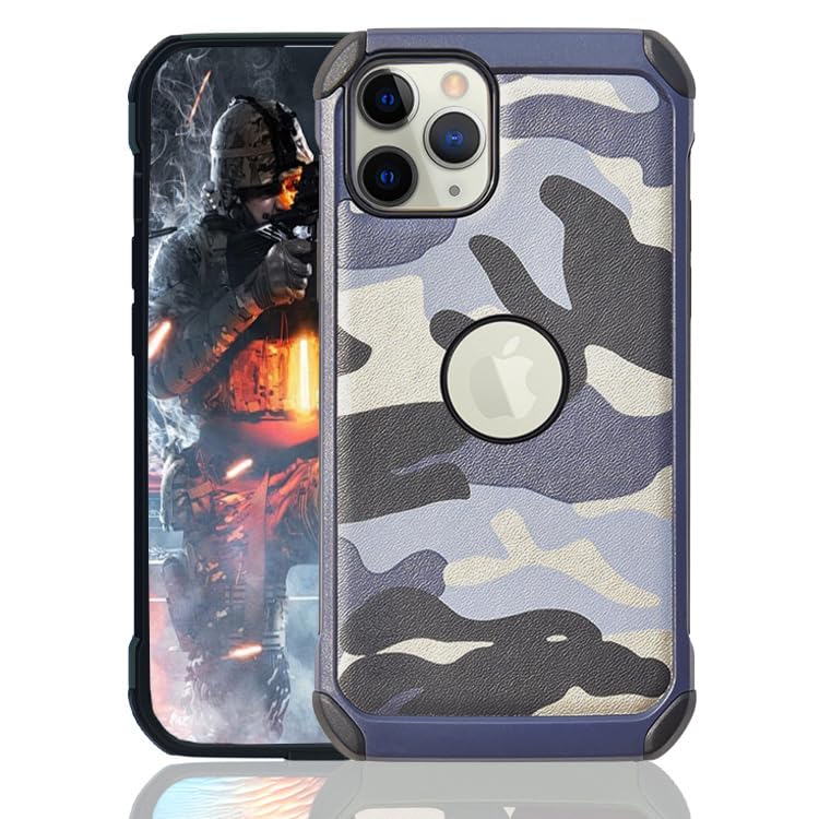 leobray for iPhone 11 case,Heavy Duty Protective Bumper Shockproof Armor Ultra Hybrid Rugged Camouflage Case for iPhone 11-Blue