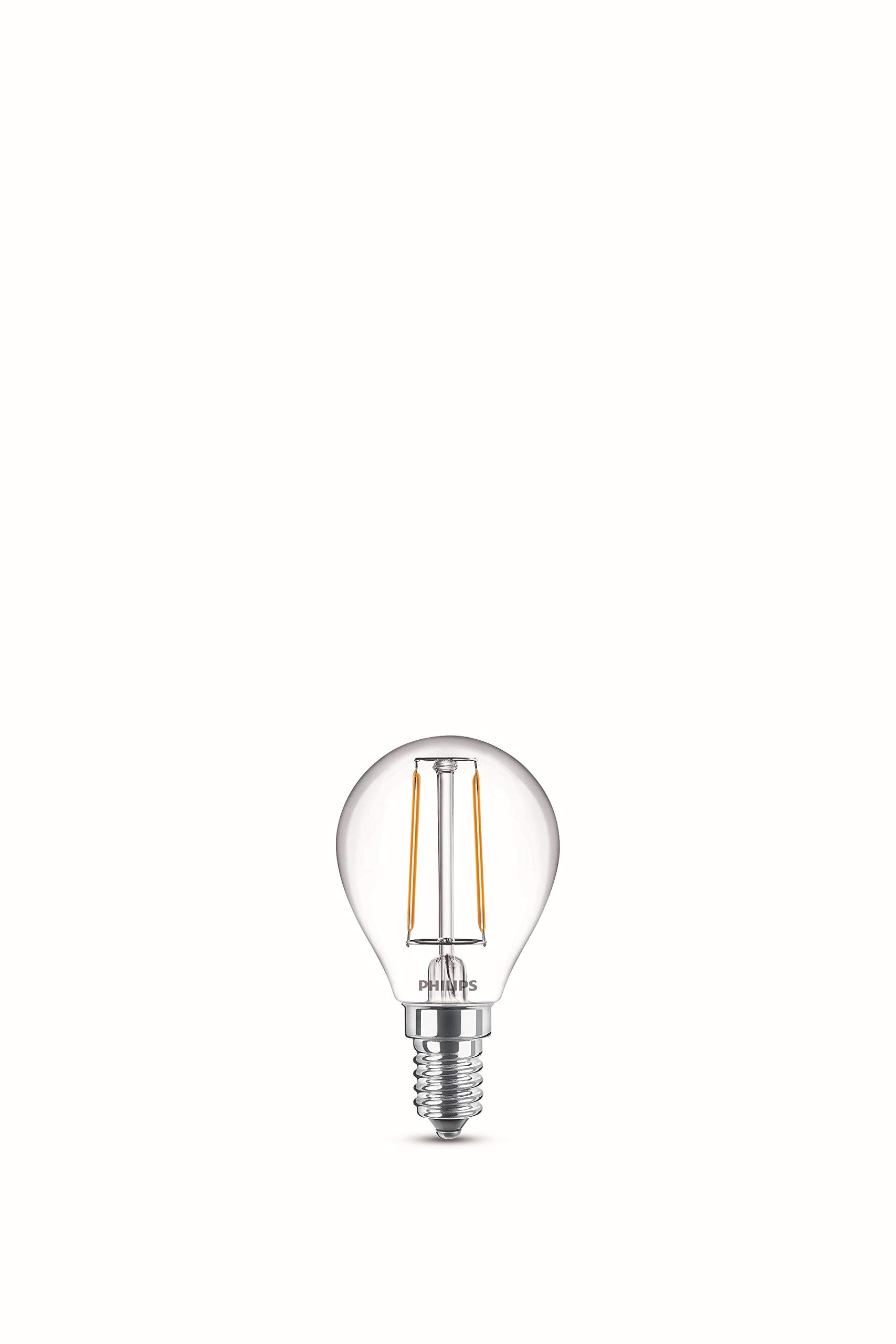 Philips LED Premium Classic P45 Clear Light Bulb 2 Pack [E14 Small Edison Screw] 25W, Warm White 2700K, Non Dimmable