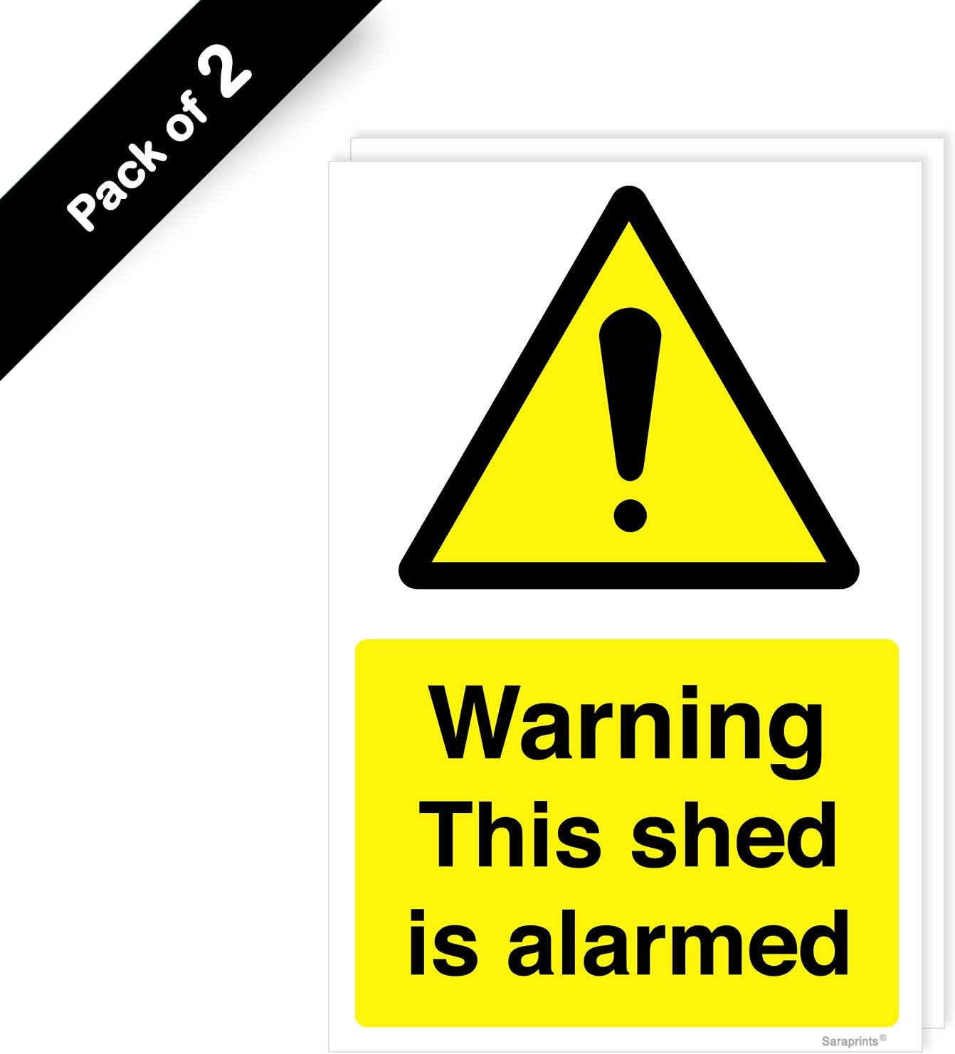 Pack of 2 Shed Alarm Sign (100 x 150 mm) Waterproof Stickers Shed Alarmed Sign Self Adhesive, White, 100 x150 mm - Image 3